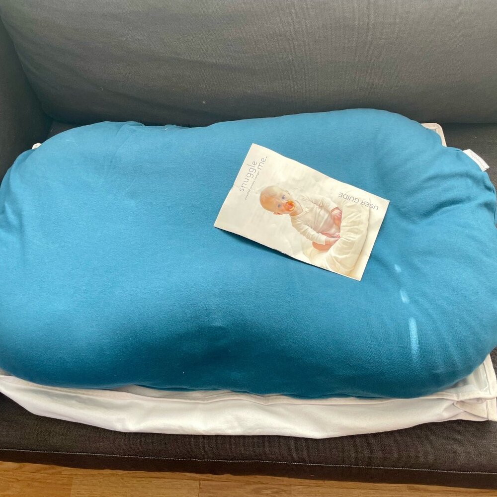 Snuggle Me Infant Lounger  - w/ Spruce Blue Cover - Like NEW!